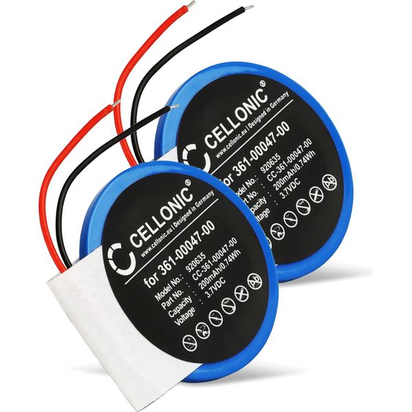 Cellonic, Batteria Per Smartwatch E Braccialetto Fitness Compatibile Con Garmin Approach S2, Forerunner 110, Approach S3 (200Mah, 3.7V) 2X Batteria Di Ricambio 361-00047-00 361-00064-00-image