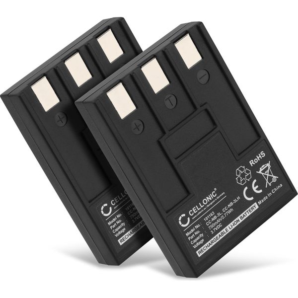 Cellonic, Batteria Per Fotocamera, Compatibile Con Canon Powershot SD20, SD110, Digital NB-3L (3.7V, 750Mah) 2 Pezzi-image