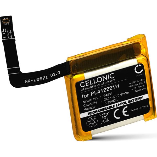 Cellonic, Batteria Per Smartwatch E Braccialetto Fitness Compatibile Con Amazfit Gts 1, Gts 1S, C17, A1913, A1914, A2021 (240Mah, 3.85V) 1X Batteria Di Ricambio PL412221H-image