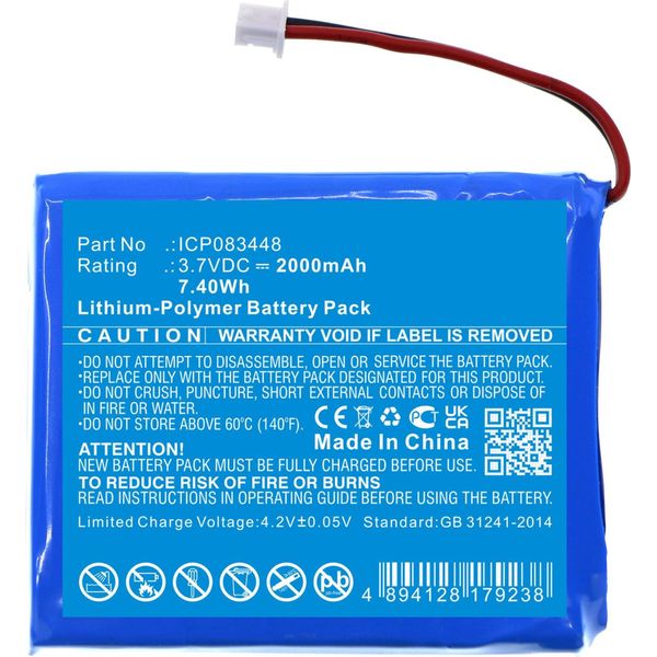 Cellonic, Batteria Per Ricetrasmettitore Compatibile Con Stabo ICP083448, Freecomm 850 (3.7V, 2000Mah)-image