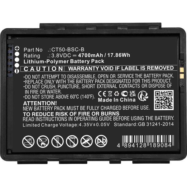 Cellonic, Batteria Per Lettore Codice A Barre Compatibile Con Honeywell CT60, CT50, Dolphin CT60 (4700Mah, 3.8V)-image