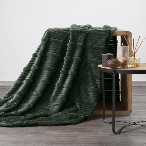 Eurofirany | Coperta - Coperta Accogliente - Coperta Verde - 150 X 200 Cm - Con Struttura A Righe 3D-image
