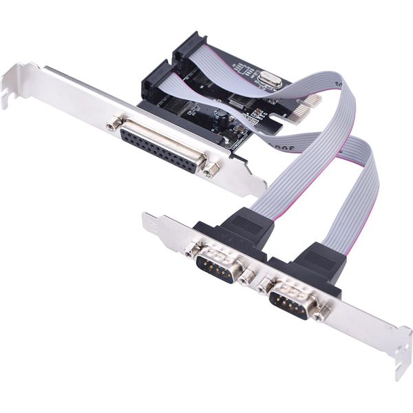 Scheda Adattatore Da Pcie A 2 Porte Seriali RS232 DB9 1 Porta Parallela Lpt DB25 Per Desktop-image
