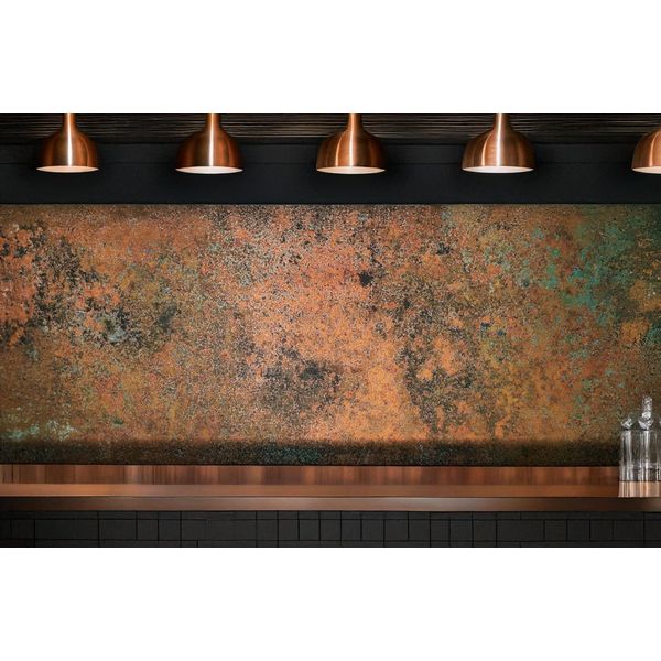 Copperandcraft, Alzatina Da Cucina In Rame 90X90 Cm, Pannello Murale In Metallo Realizzato A Mano, Decorazione Da Parete, Rivestimento Murale Cucina-image