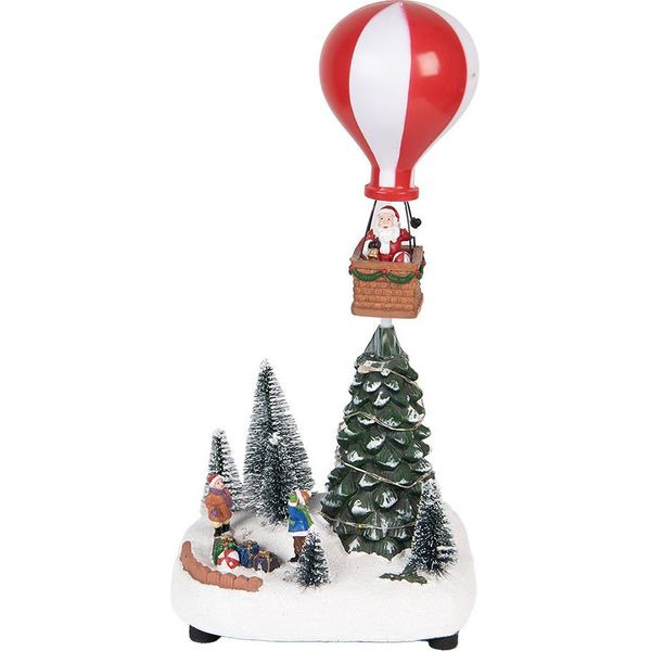 Clayre & Eef Decorazione Natalizia Con Luci Led E Musica Albero Di Natale 17X13X15/18 Cm / 3Xaa Plastica Verde-image