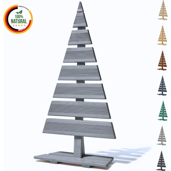 Floranica Albero Di Natale In Legno Naturale 90X45Cm Grigio Decorazione Natalizia Per Interni Ed Esterni Albero In Legno Di Larice Fatto A Mano-image
