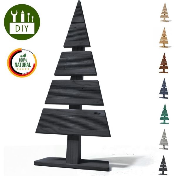 Floranica Albero Di Natale Diy In Legno 60X27Cm Nero Decorazione Natalizia Per Interni Ed Esterni Albero In Legno Di Larice Da Personalizzare-image