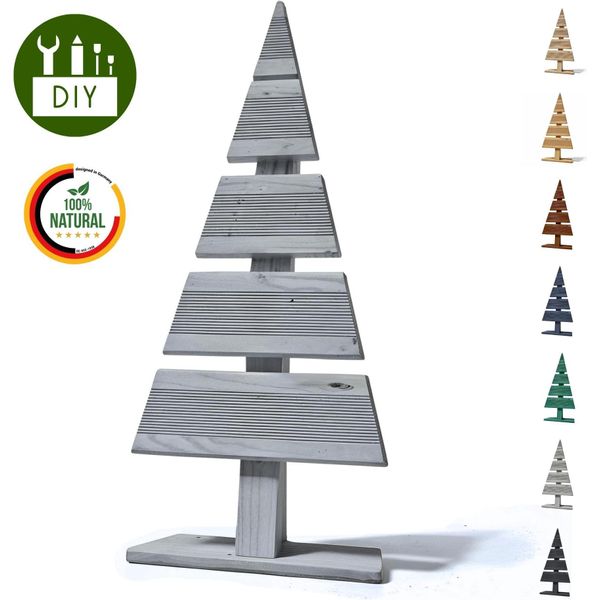 Floranica Albero Di Natale Diy In Legno 60X27Cm Grigio Decorazione Natalizia Per Interni Ed Esterni Albero In Legno Di Larice Da Personalizzare-image