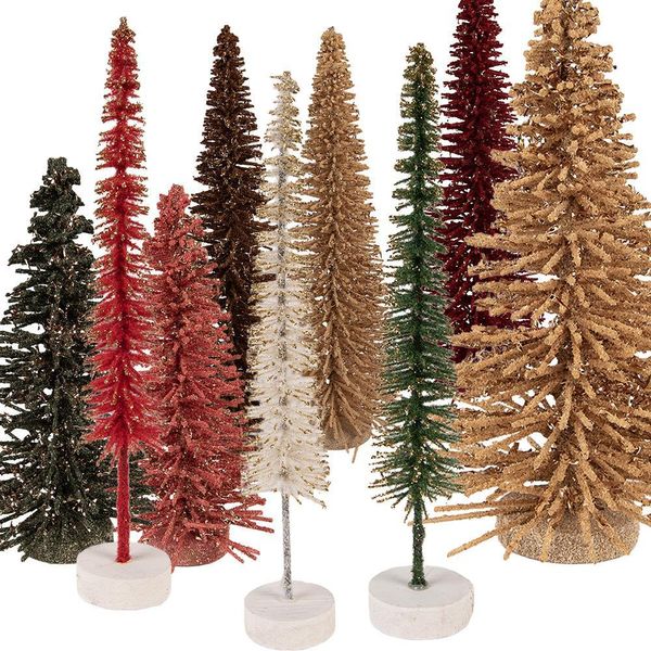 Clayre & Eef Decorazione Natalizia Figura Albero Di Natale Ø 5X25 Cm Legno Rosa-image