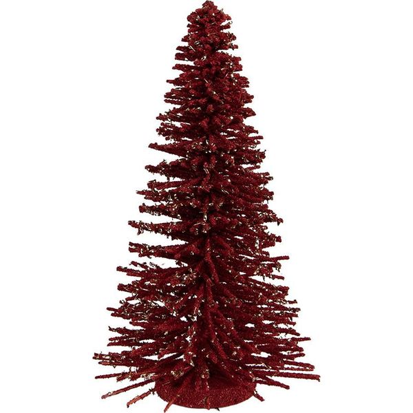 Clayre & Eef Decorazione Natalizia Figura Albero Di Natale Ø 17X30 Cm Legno Rosso-image