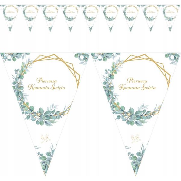 Comunione Ghirlanda Decorazione Banner Bandiere Santa Comunione Boho Foglie Eucalipto-image