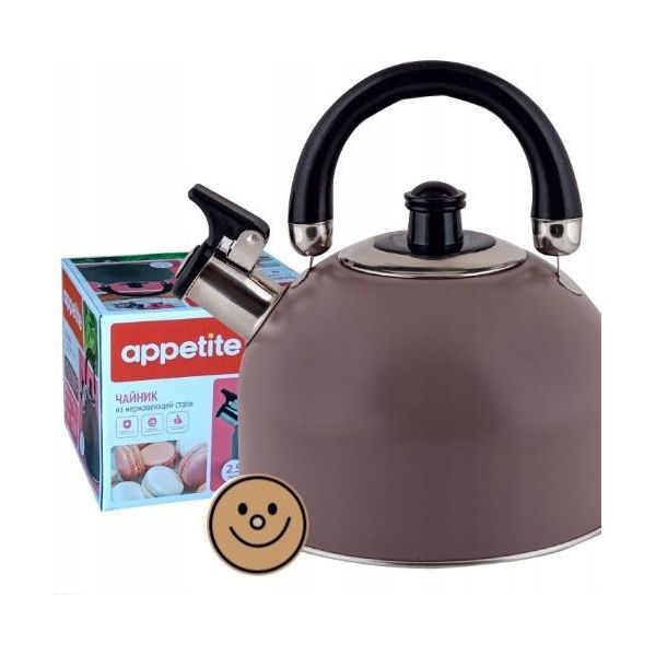 Bollitore Appetitoso Per Cappuccino Con Fischietto 2,5L A Induzione A Gas In Acciaio Inox-image