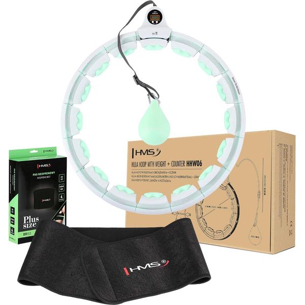 Hms HHW06 Set Per Massaggio Con Hula Hoop Con Pesi E Contatore E Cintura Dimagrante BR163 Verde-image