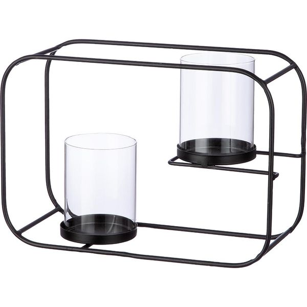 Gilde Windlicht, Rechteckig, "Rectangle"", Glas, Metall, Schwarz, , L. 11 Cm, B. 29 Cm, H. 20 Cm 51682/Abverkauf Nur Solange Vorrat Reicht"-image