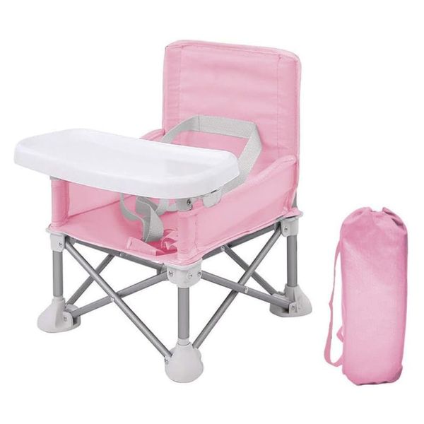 Seggiolone Pieghevole Con Vassoio, Seggiolino A Partire Da 6 Mesi, Seggiolone Con Borsa Portaoggetti - Bibiseat Pink-image