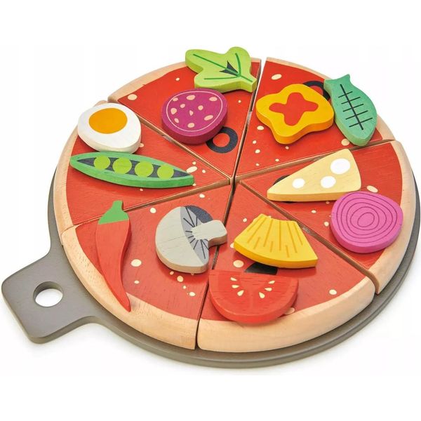 Pizza Giocattolo In Legno Tender Leaf - Set Pizza Party Per Bambini-image