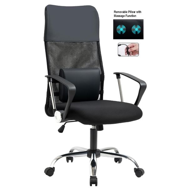 Sedia Da Ufficio Delman Sedia Direzionale Ergonomica Con Schienale In Rete, Funzione Dondolo, Braccioli Fissi, Regolabile In Altezza 02-0043BK-image