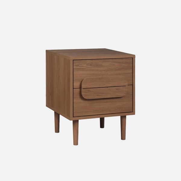Comodino Vintage Effetto Legno 2 Cassetti, Noce-image