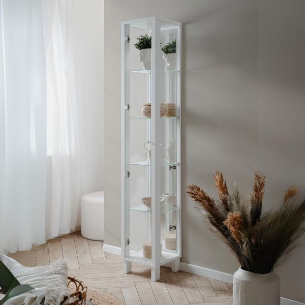 Vetrina Colore Bianco Con Anta E 4 Ripiani Albi52A 33X33X189H-image