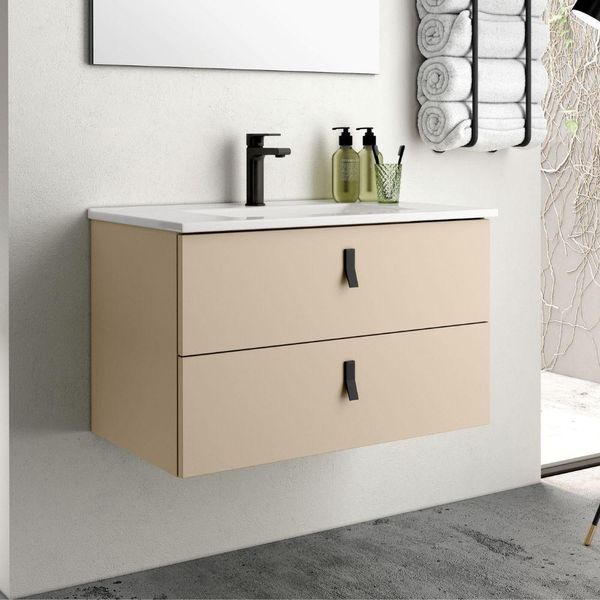 Mobile Bagno Sospeso Colore Cappuccino 2 Cassetti Invicta 80X45X48H-image