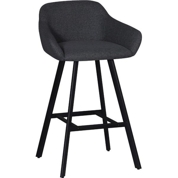 Sgabello Mey Grigio Scuro Con Seduta Imbottita E Gambe In Metallo Nero – Eleganza E Comfort Per La Zona Snack-image