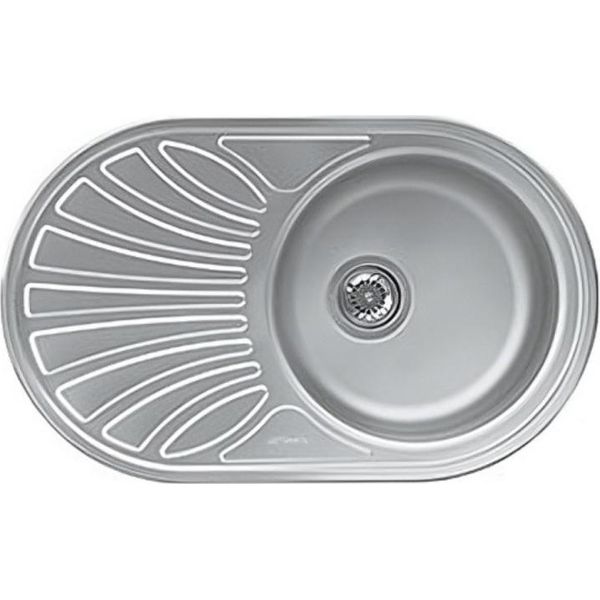 Lavello Ovale Incasso 1 Vasca E Gocciolatoio Sinistro 78X48 Smeg LMEL77S Inox-image