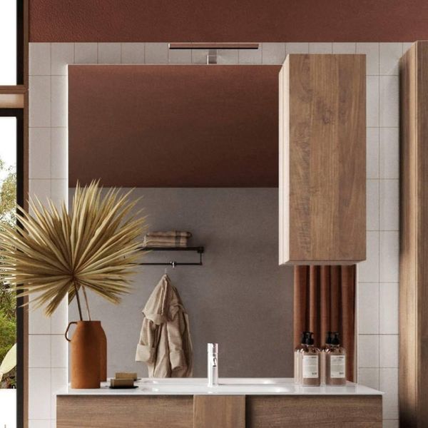 Specchio Bagno Con Pensile E Lampada Led Salemi 80X110H Colore Rovere Mercure-image