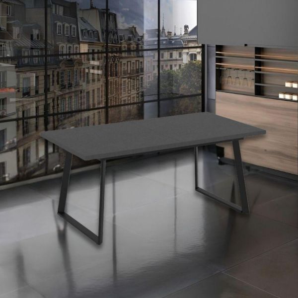 Tavolo Allungabile Lavinya Piano Ossido E Gambe In Metallo Nero 170X90X75H-image