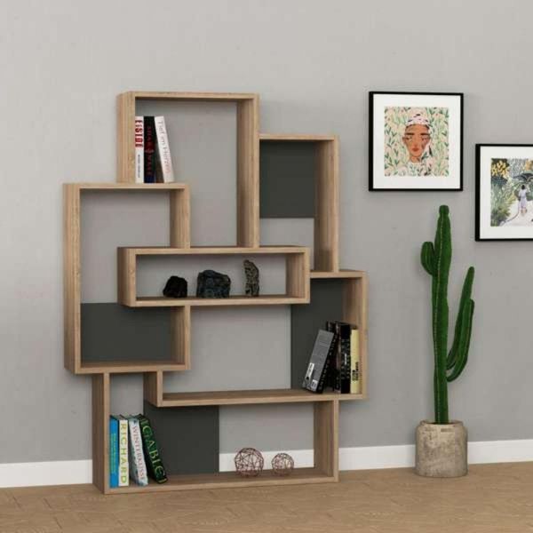 Libreria Design Barce 101X22X132H Colore Rovere-image