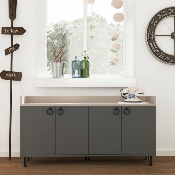 Madia 4 Ante Dea 140X36X80 H Colore Antracite Tortora-image