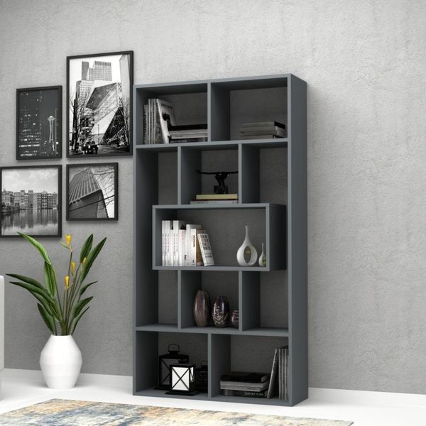 Libreria Face 90X30X170H Cm Colore Grigio Cemento-image