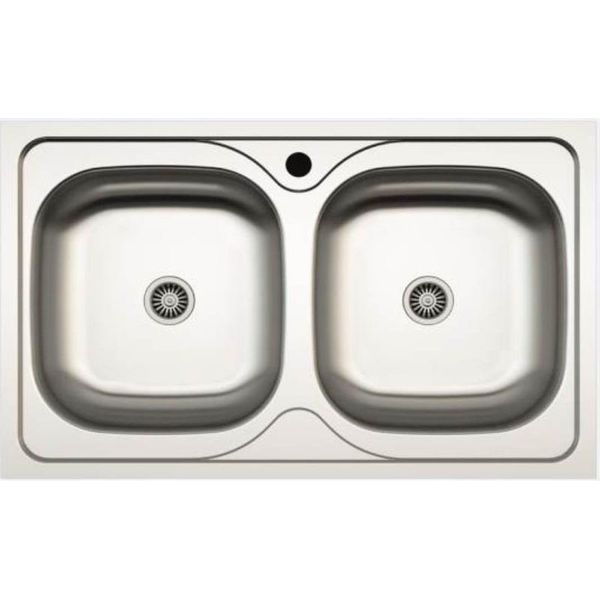 Lavello Incasso Cucina Acciaio 86X50 Due Vasche MP862V-image