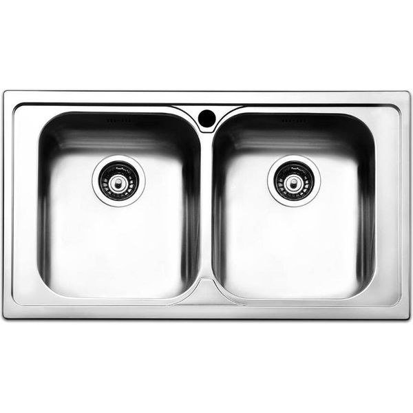 Lavello Incasso Cucina Acciaio 86X50 Cm Due Vasche SAXT322A-image
