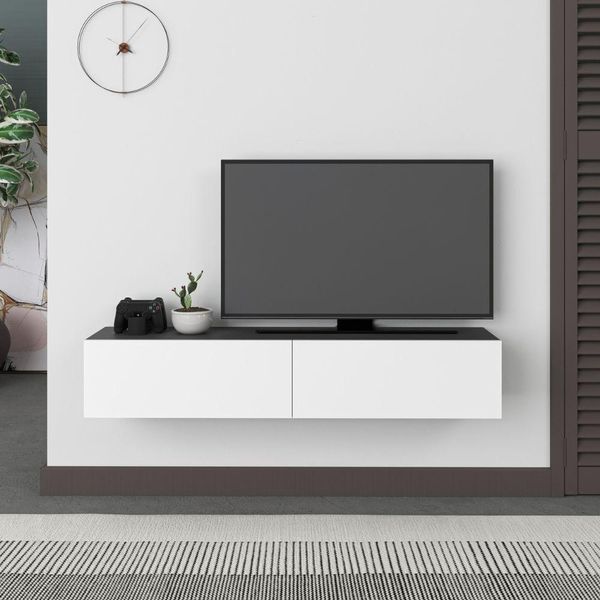 Mobile Porta Tv Sospeso Ante A Ribalta Francy Colore Antracite Bianco-image