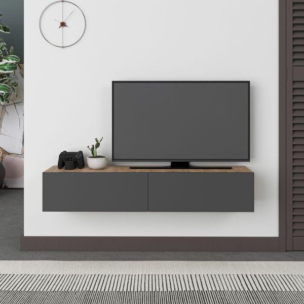 Mobile Porta Tv Sospeso Ante A Ribalta Francy Colore Rovere Antracite-image