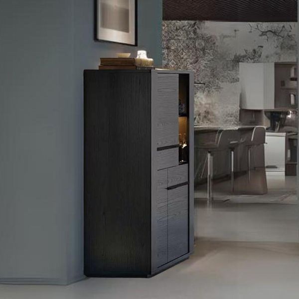 Vetrina Credenza 2 Ante Nero Alce 117X49X157H-image