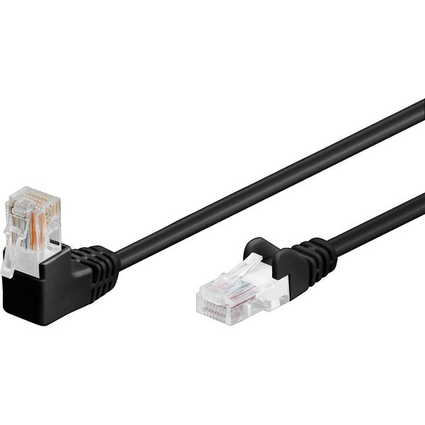 Goobay 94169 Cavo Patch Cat 5E 1X 90° Angolato, U/Utp, Nero, 0,25 M - Miscela Di Rame Cca, 1X Spina RJ45 90° (8P8C)-image