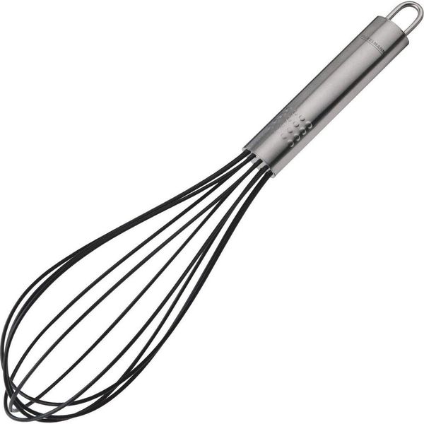 Fackelmann, Frusta Con Parte Funzionale In Acciaio Inox E Silicone, Aiuto In Cucina Per Pentole E Padelle Rivestite (Colore: Argento)-image