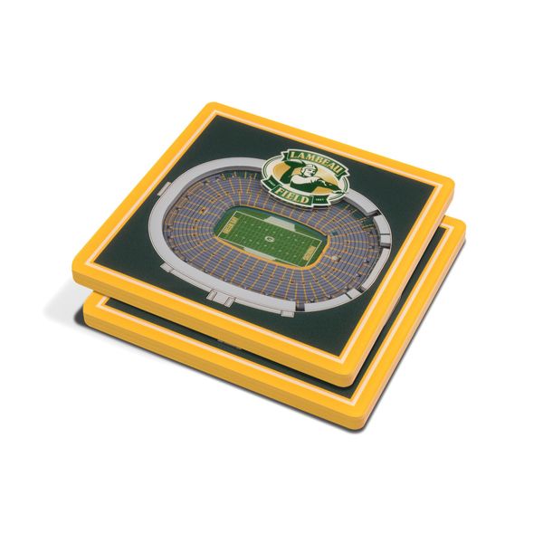 Set Di 2 Sottobicchieri Nfl Green Bay Packers Set Di Sottobicchieri Vista Stadio 3-D Stadio-image