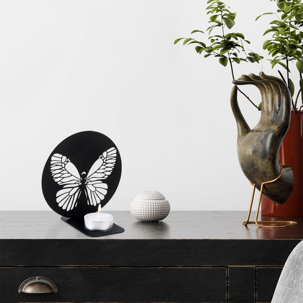 Wallity, Butterfly- DYU1401, Nero, Plafoniere, 13 X 10 X 13 Cm, 100% Metallo-image