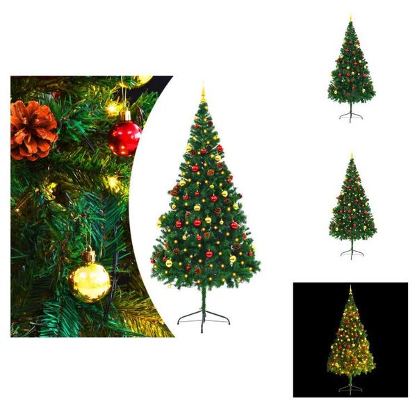 Vidaxl Albero Di Natale Artificiale Con Luci E Decorazioni Verde 210 Cm - Alberi Di Natale-image
