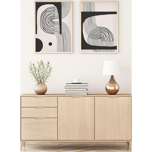 Wallity, Huhu76 - 70 X 50, Quadro Decorativo In Mdf Con Cornice (2 Pezzi), 100 % Mdf, Multicolore, 50 X 70 Cm-image