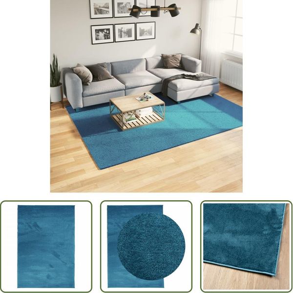 The Living Store Tappeto Oviedo A Pelo Corto Turchese 200X280 Cm-image