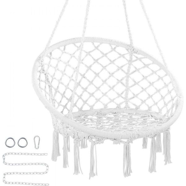 Sedia Sospesa Sedia Sospesa Altalena Sospesa 800X625X1200Mm 150Kg Bianco - Comoda Seduta Sospesa Per Interni Ed Esterni - Ideale Per Giardino, Balcone E Soggiorno-image
