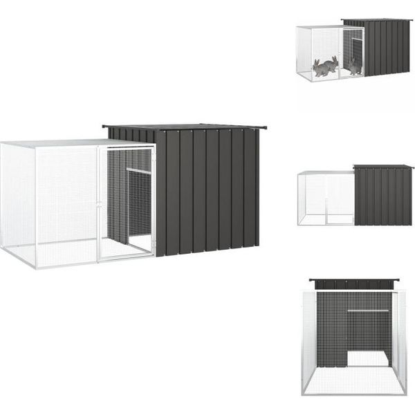 Vidaxl Gabbia Per Conigli Antracite 200X91X100 Cm Acciaio Zincato - Habitat E Recinti Per Piccoli Animali-image