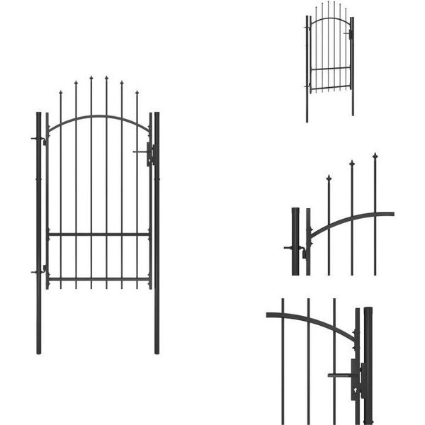 Vidaxl Cancello Da Giardino In Acciaio 1X2,2 M Nero - Cancelli Da Giardino-image