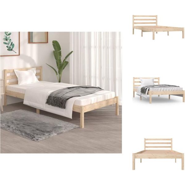 Vidaxl Letto In Legno Massiccio Di Pino 90X190 Cm - Letti E Strutture Letto-image