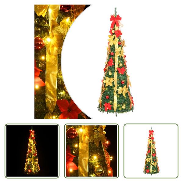 The Living Store Albero Di Natale Artificiale Pop-Up 100 Led Verde 150 Cm-image