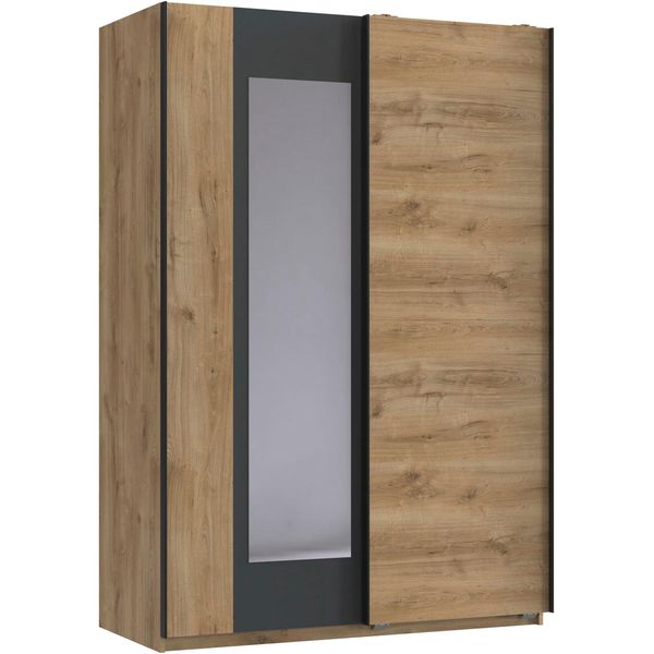SchwebetüRenschrank Wimex "Texel In Den Breiten 135Cm & 180Cm ErhäLtlich, Inkl. Spiegel", Plankeneiche Nachbildung, Grafit, B:135Cm H:198Cm T:65Cm, Holzwerkstoff, SchräNke, SchwebetüRenschrank, Mit Metallgriffen-image