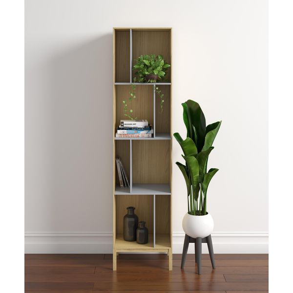 BüCherregal Woodman "Abbeywood", Grau (Eiche, Grau), B:45Cm H:185Cm T:35Cm, Regale, BüCherregal, Holzfurnier Aus Eiche, Fsc-Zertifiziert-image